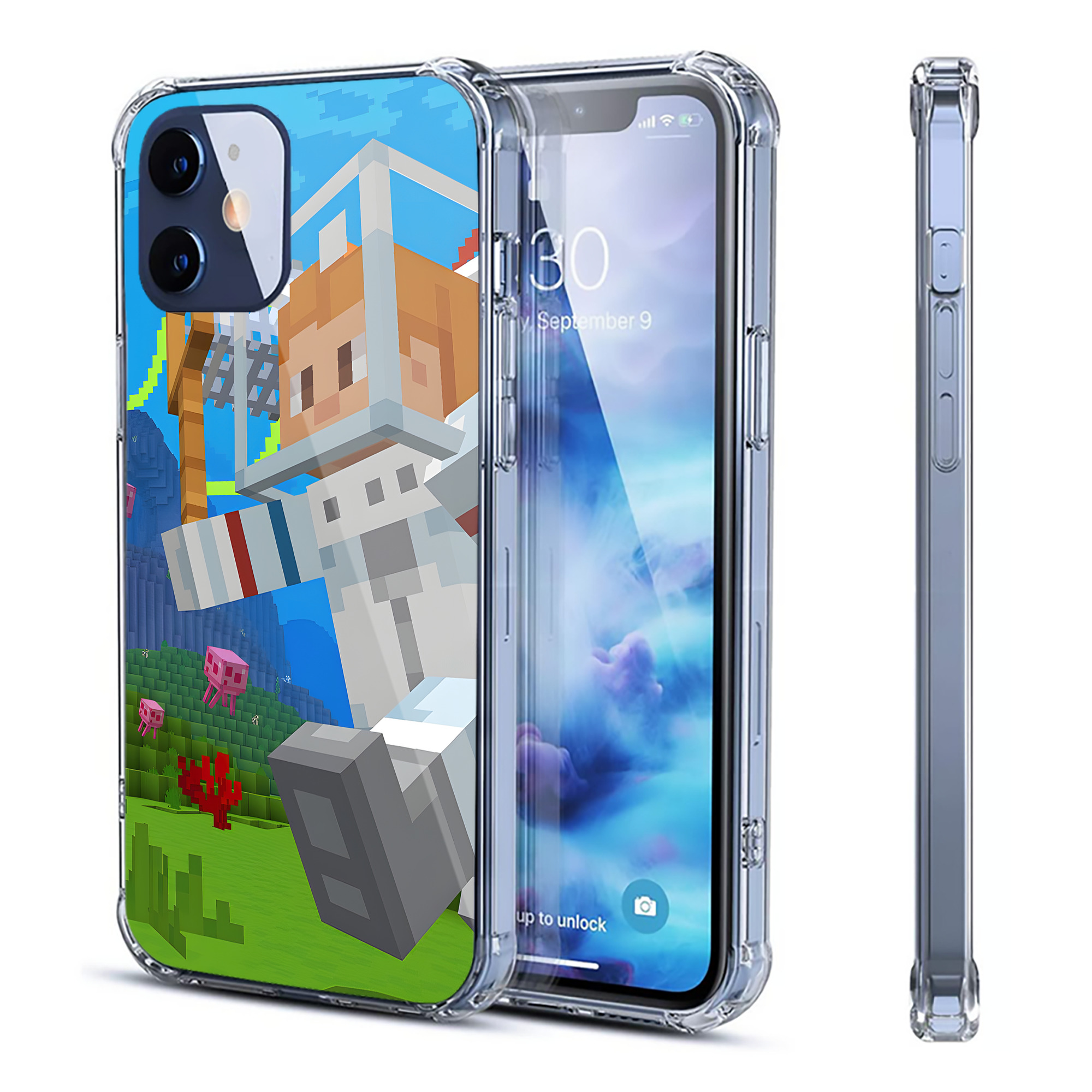 （画像用） マインクラフト ブロックの世界 Minecraft MC Block world 【iPhone 12シリーズ対応】透明スマホケース（クリアソフトケース）